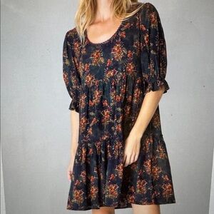 NATURAL LIFE Floral Mini Dress - Black and Red